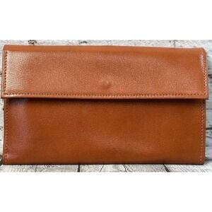 Vintage Baronet Genuine Leather Wallet Burnt Orange Bifold Clutch Checkbook